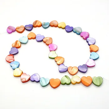 Мъниста от естествен цвят, седеф, цветни мъниста във формата на сърце, разделителни мъниста за бижута, гривни 