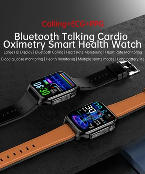 Неинвазивен Монитор Ниво на Захар в Кръвта, ЕКГ + ТОЧКИ Смарт Часовници Bluetooth Покана Clock Инфрачервен Сензор на Кислород в Кръвта HeartRate Smartwatch за Мъже 2023