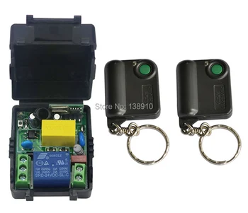 НОВ AC220V 1CH 10A приемник дистанционно управление гараж вратата RF Безжично дистанционно управление Превключвател на системата 2X предавател + 1 X приемник