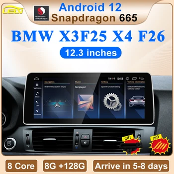 НОВ ID8 Snapdragon665 12,3 инча Android12 Авто Carplay авточасти За BMW X3 F25 X4 F26 Авто Интелигентен Авто Мултимедиен Монитор