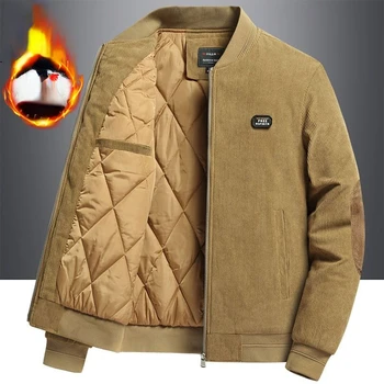 Нова луксозна есенно-зимно мъжко яке, вельветовая памучен яке, топли палта, потници оверсайз с дълъг ръкав, марка