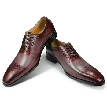 Нови Луксозни Мъжки Модел обувки от естествена кожа с класически перфорациями тип 
