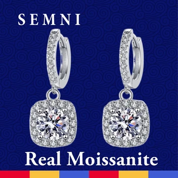 Обеци с диаманти SEMNI 1.0 ct-6.0 ct от муассанита за жени, сватбени декорации с лабораторни диаманти, бяло позлатените сребро проба 925