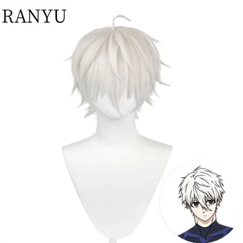 Ролева синя затвор от аниме RANYU, е същото като при Seijiro, къси преки бели термоустойчиви синтетични косми + шапчица-перука