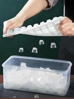 Силиконовата решетка за лед ice box мухъл домакински креативната форма за приготвяне на лед бързо замразяване студена напитка на решетка за лед с капак, тава за кубчета лед