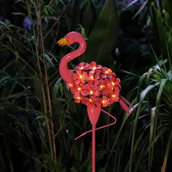 Слънчев led лампа за външно осветление с участието на фламинго, водоустойчива декоративна лампа с изображение на фламинго, розови слънчеви градински осветителни тела с участието на фламинго