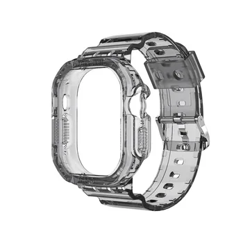 Спортен Прозрачна лента за Apple Watch 7 6 Прозрачен силиконов Ремък за iwatch 40 мм 44 мм 42 мм 41 мм, 45 мм, 38 мм и едно Парче Гривна