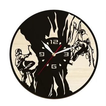 Стенен часовник в стила на екстремните спортове, вдъхновени скално катерене, от истинско дърво, безшумни кварцови часовници за спални, арт часовници за катерене