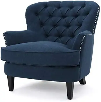 Текстилен клубния стол в тъмно синьо 35D x 33,5 W x 34,5 H in