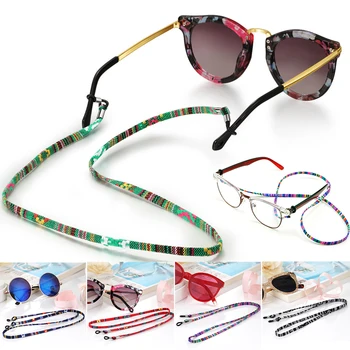 Тъкани каишка за слънчеви очила, ръчно изработени в етнически стил, верижка за очила, захранващ кабел за очила, веригата за четене и държач за кабел на шийката на кабел, очила