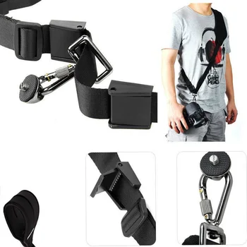 Фото черна Огледална камера Rapid на шийката на раменната презрамка, превръзка за рамо с мека подплата за употреба за огледално-рефлексен фотоапарат, Canon, Sony, Nikon, Panasonic