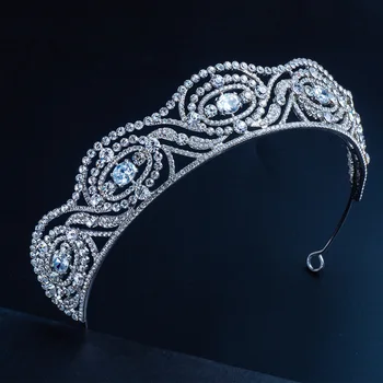Циркон Сватбената Корона от сплав с кристали Придворная диадема принцеса quinceanara Сватбени аксесоари за коса