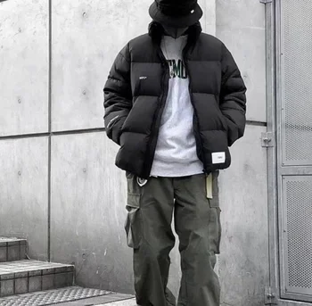 Японската trend на марка WTAPS, мъжки зимни якета, мъжки и дамски ежедневни свободни улични ветроупорен топли якета с бродерия букви
